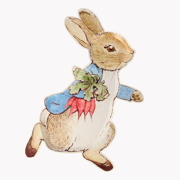 12 Peter Rabbit-shaped plates for Easter party table decoration