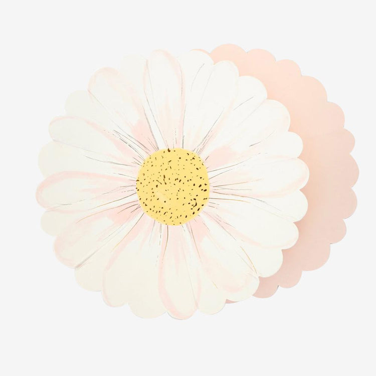 Pink and white daisy plates for a flowery and girly party table