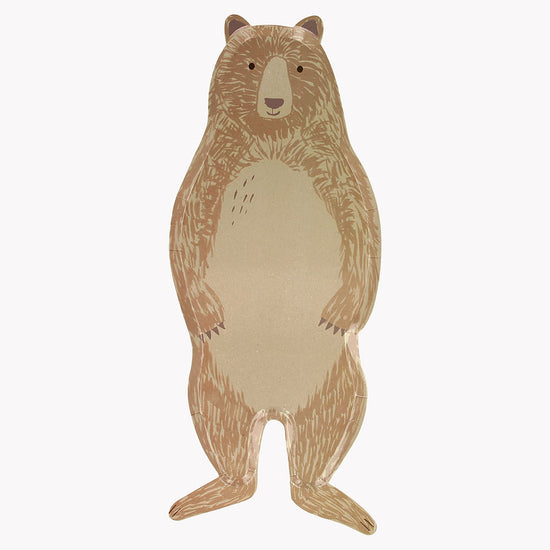 8 bear plates for birthday table decoration theme: forest animals