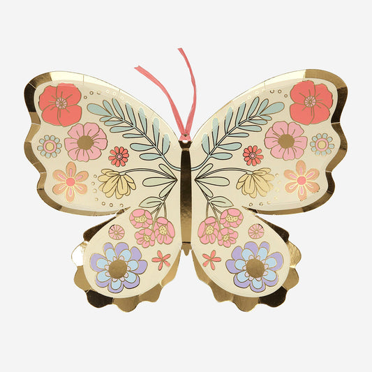 8 butterfly plates with gilding birthday table decoration theme: Alice