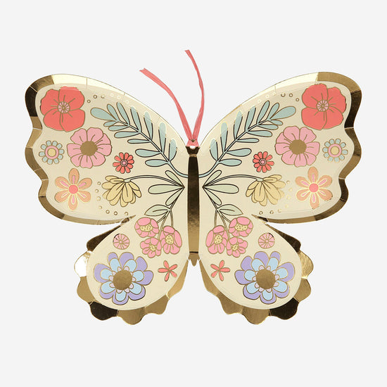 8 assiettes papillon avec dorures décoration table anniversaire thème : Alice 