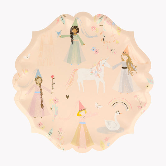 8 platos de princesa para decoración de mesa de cumpleaños de niña My little Day