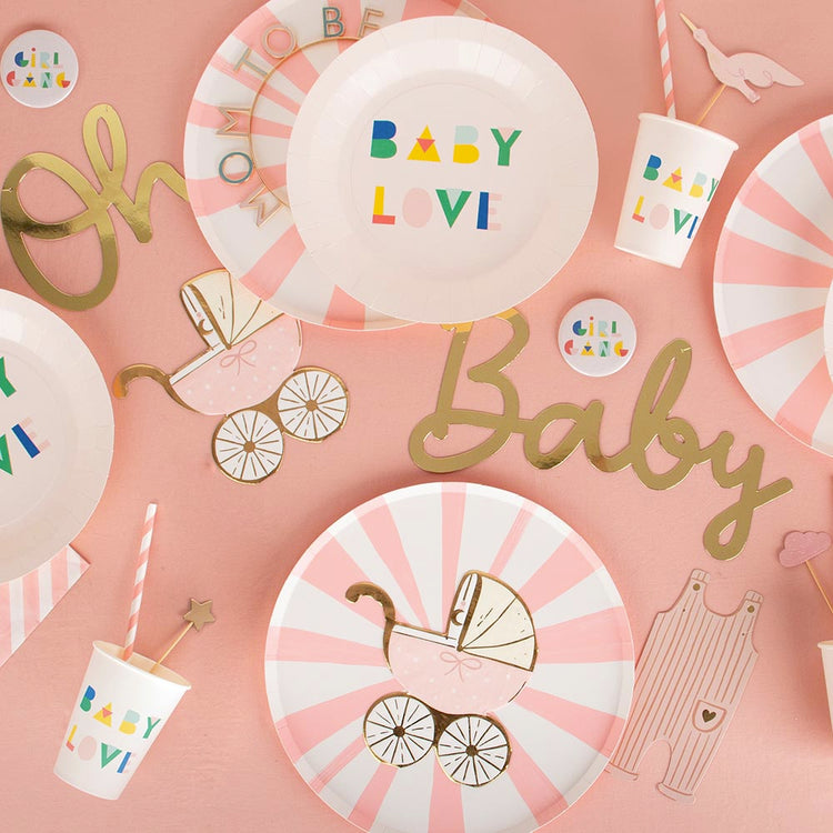 8 nude baby shower plates
