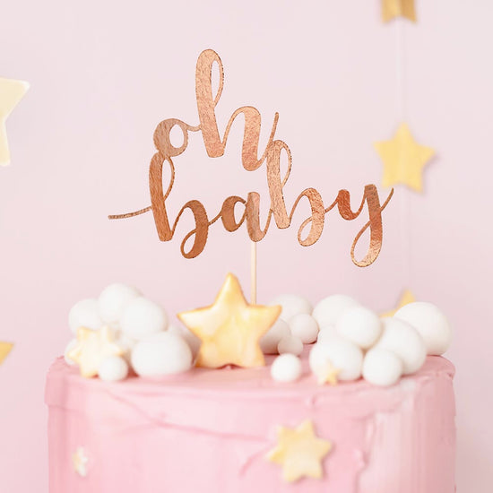 Topper oh baby rose gold pour decoration gateau baby shower fille