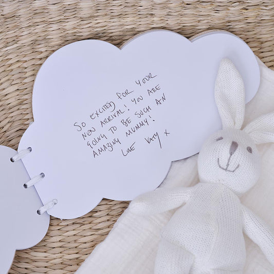 Libro de invitados de nube de madera de Hello baby para revelar los deseos de los invitados de género