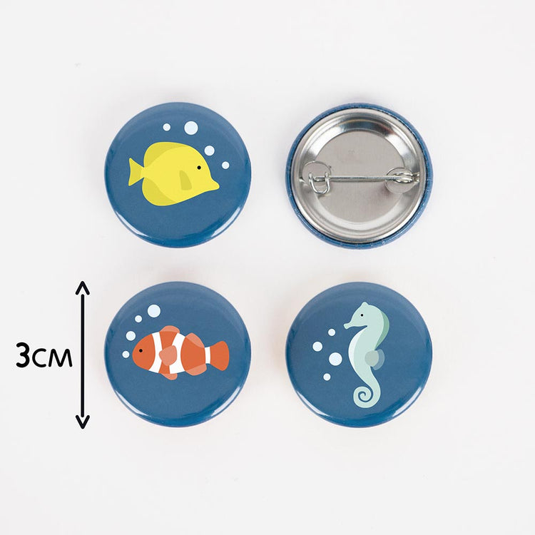 Goodies à offrir aux enfants pour un anniversaire : badge thème océan