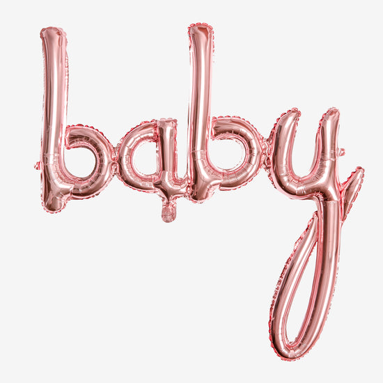 Ballon mylar baby rose doré deco baby shower ou gender reveal fille.