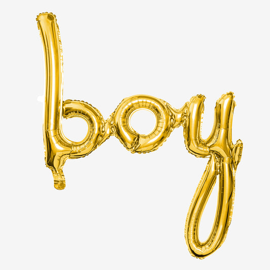 Globo de niño de aluminio dorado para baby shower o decoración de fiesta de revelación de género.