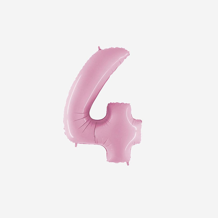 Globo rosa pastel número 4 para decoración de cumpleaños de niña de 4 años o fiesta de 40 años