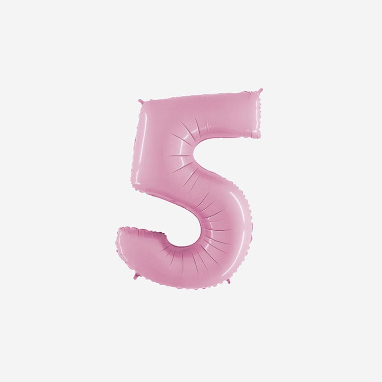 Globo rosa pastel número 5 para decoración de cumpleaños de niña de 5 años o fiesta de 15 años.