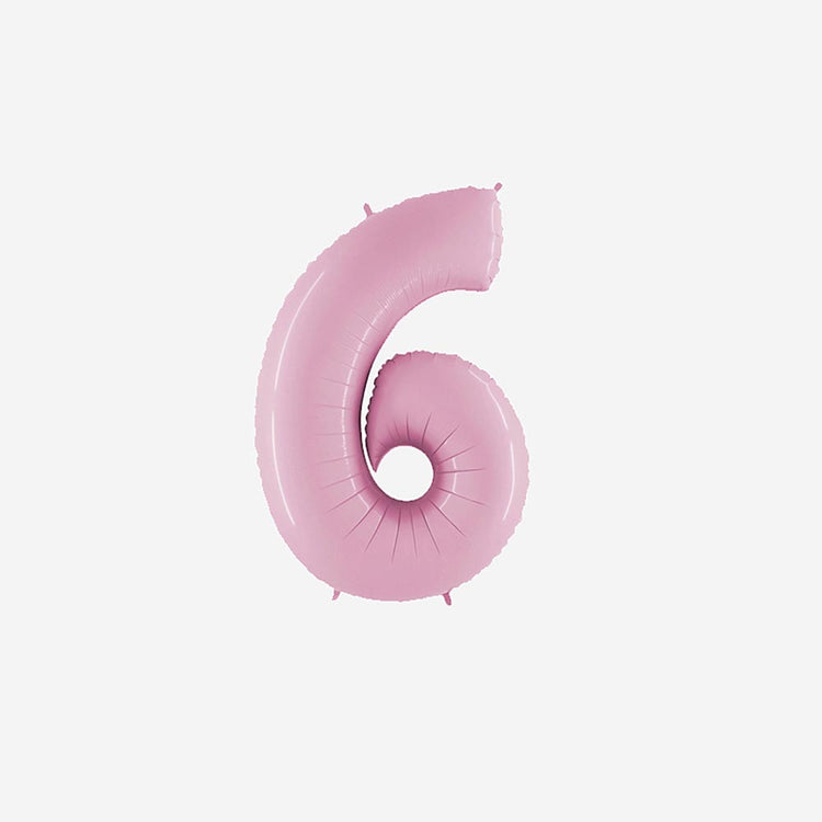 Globo rosa pastel número 6 para decoración de cumpleaños de niña de 6 años o fiesta de 16 años.