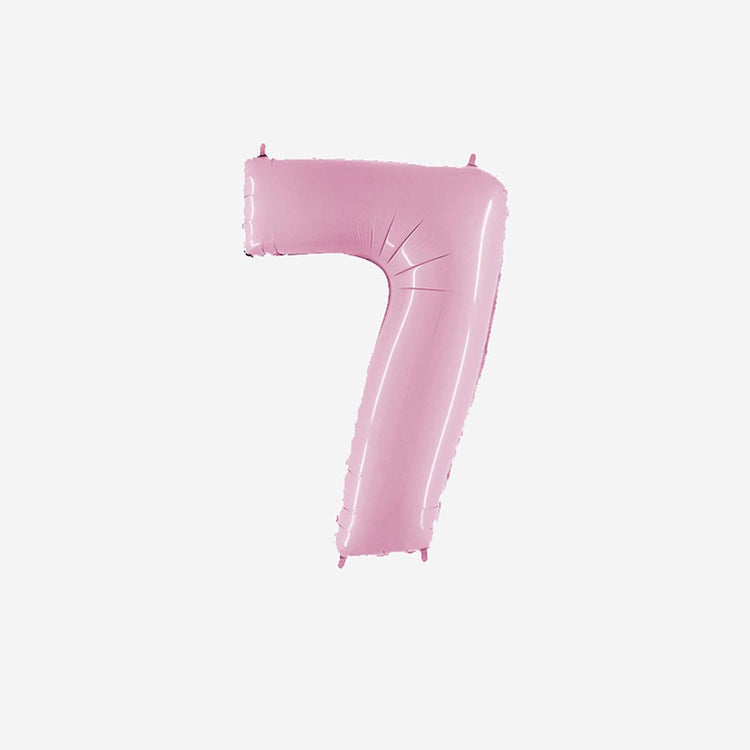 Globo rosa pastel número 7 para decoración de cumpleaños de niña de 7 años o fiesta de 17 años.