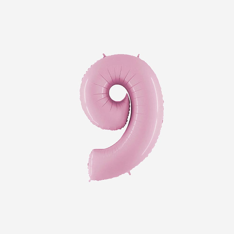 Globo rosa pastel número 9 para decoración de cumpleaños de niña de 9 años o fiesta de 19 años.