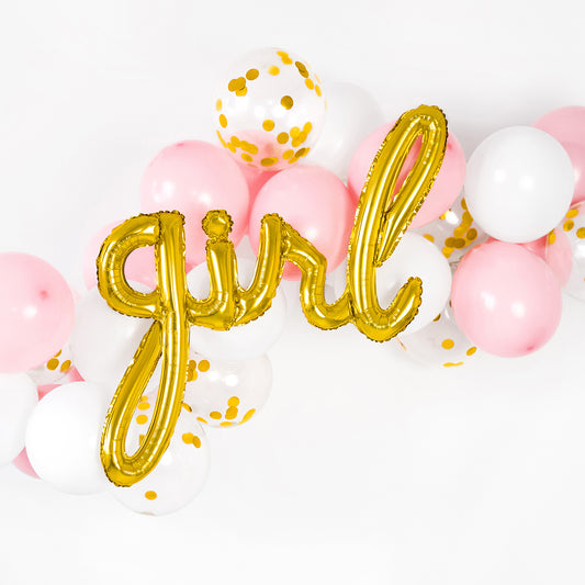 Decoración de globos dorados de niña para fiesta de baby shower de niña My Little Day