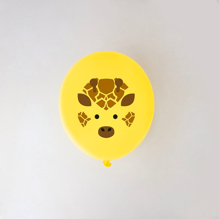 Anniversaire thème safari :lot de 5 ballons de baudruche tête d'animaux