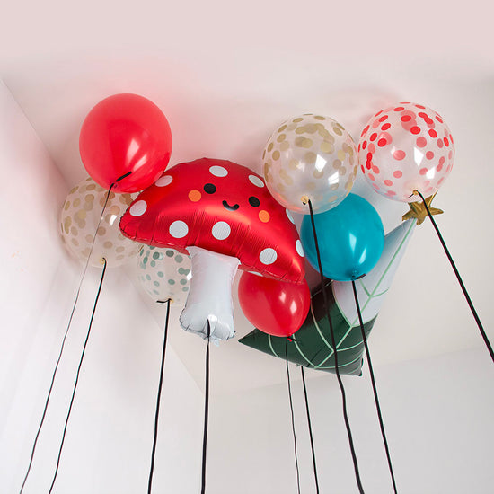 Décoration fête thème forêt : ballon champignon amanite cute