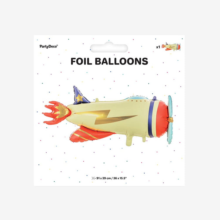 Packaging ballon helium avion vintage pour anniversaire enfant
