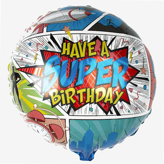 Ballon hélium super-héros super birthday pour deco anniversaire enfant