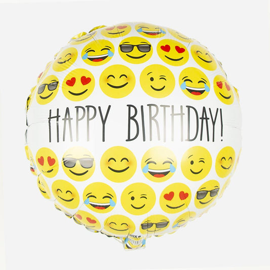 Emoji de feliz cumpleaños con globo para decoración de cumpleaños divertida, cumpleaños adolescente