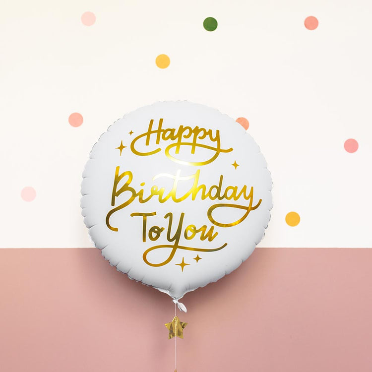 Partydeco Ballon en aluminium Happy Birthday Doré
