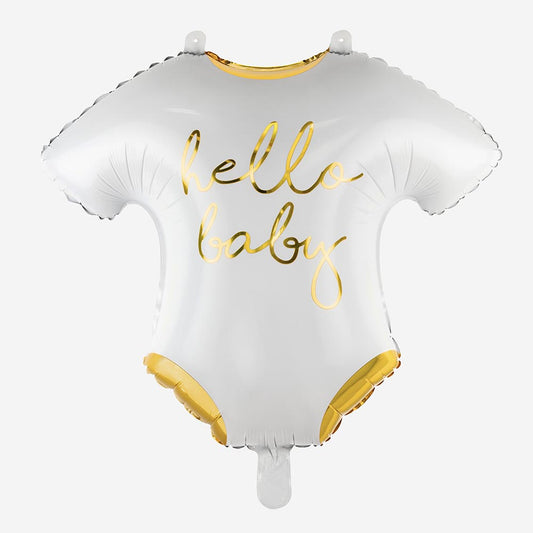 Globo de cuerpo blanco y dorado para decoración de baby shower.