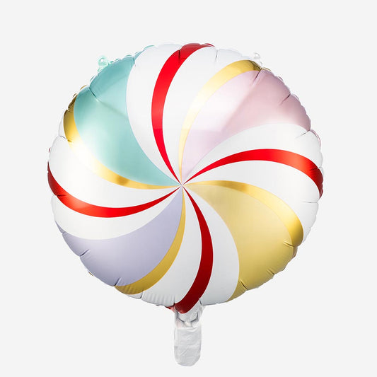 Ballon Bonbon Candy Swirl - rouge - 45 cm aluminium mylar helium