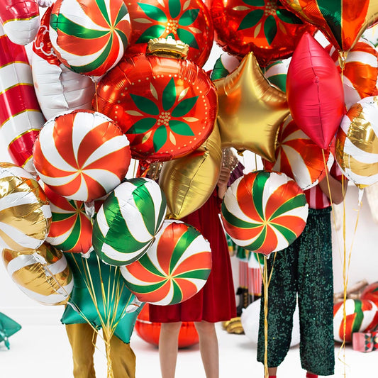 Decorazione per feste di fine anno Palloncino a elio a forma di caramella di Natale