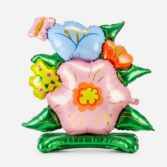 Decoración cumpleaños niña: decoración con globos de flores multicolor