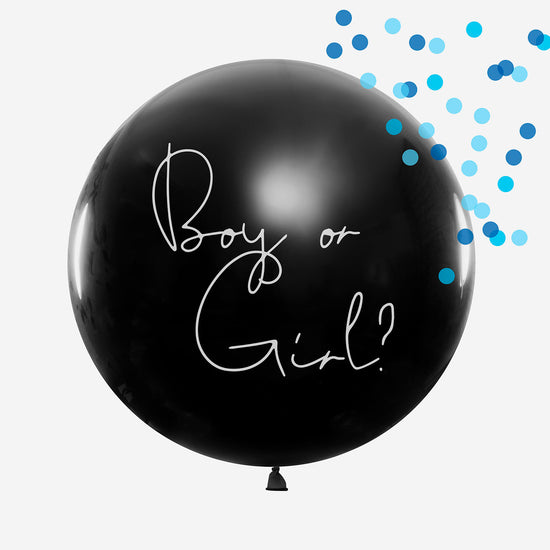Giant balloon with confetti to burst for boy gender reveal party