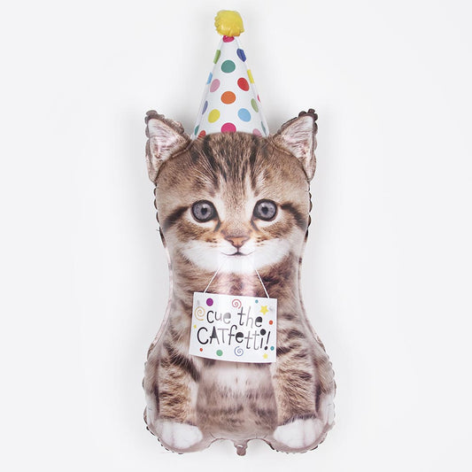 Decoración de cumpleaños: globo gatito para cumpleaños animales lindos