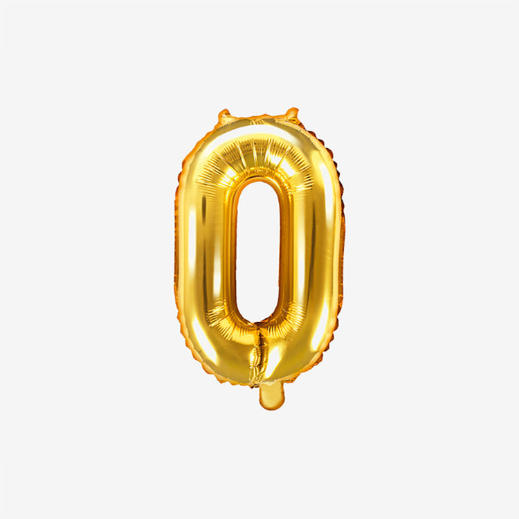 Decoración de cumpleaños: globo pequeño número dorado 0