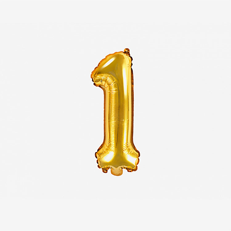 Decoración de cumpleaños: globo pequeño número dorado 1