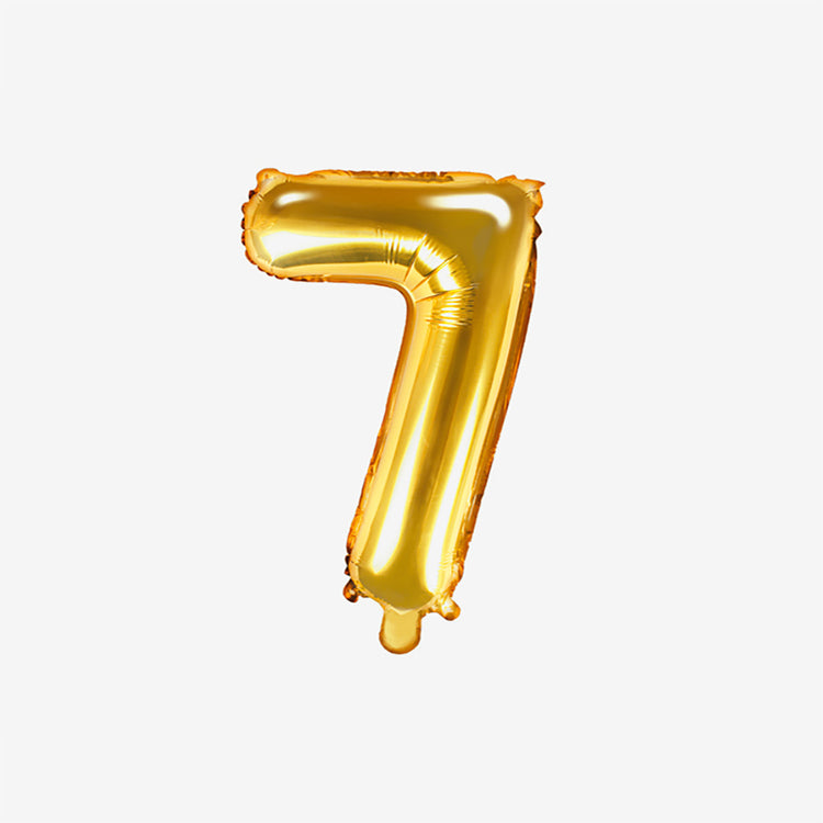 Decoración de cumpleaños: globo pequeño número dorado 7