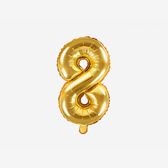 Décoration anniversaire : petit ballon chiffre doré 8