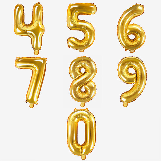 Decoración de cumpleaños: globo pequeño con números dorados