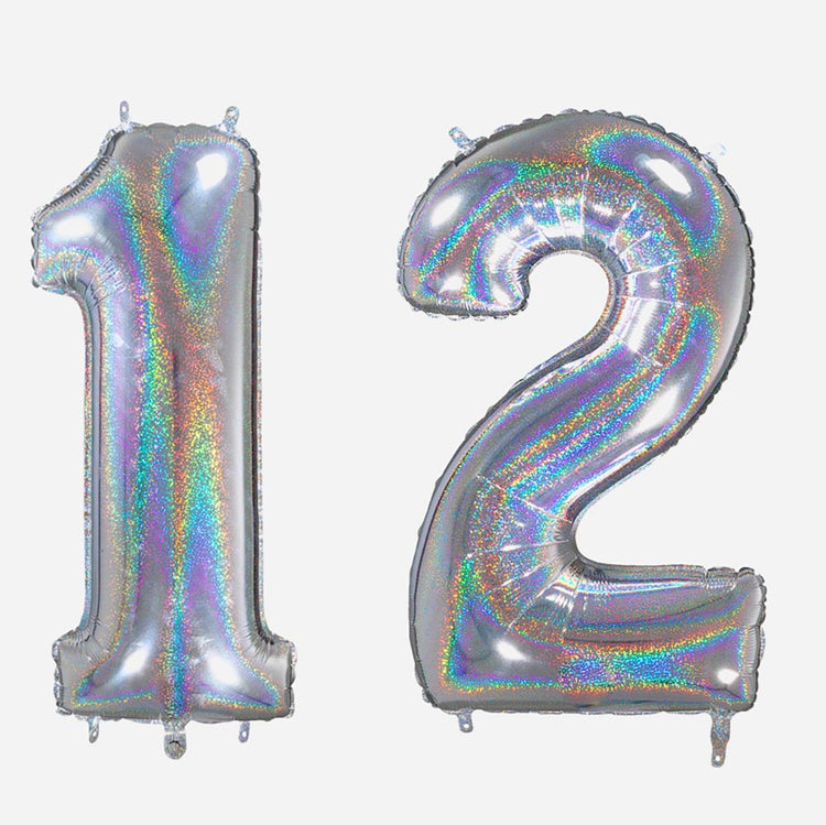 Ballon helium géant chiffre holographique - Déco anniversaire
