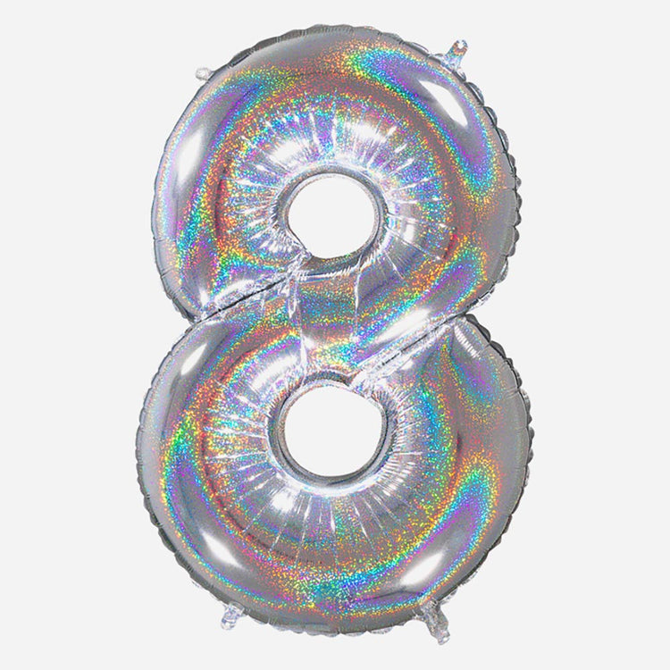 Ballon helium géant chiffre holographique - Déco anniversaire