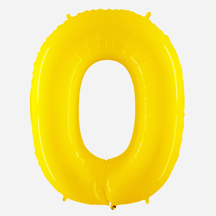 Decoration anniversaire : ballon chiffre 0 géant de couleur jaune