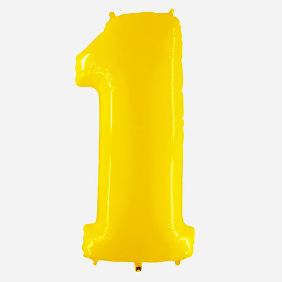 Decoration anniversaire : ballon chiffre 1 géant de couleur jaune