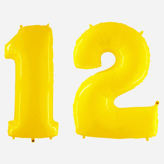 Decoration anniversaire : ballon chiffre géant de couleur jaune