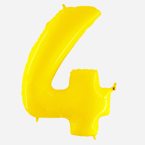 Decoration anniversaire : ballon chiffre 4 géant de couleur jaune