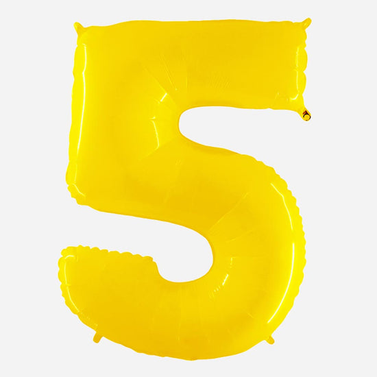 Decoration anniversaire : ballon chiffre 5 géant de couleur jaune