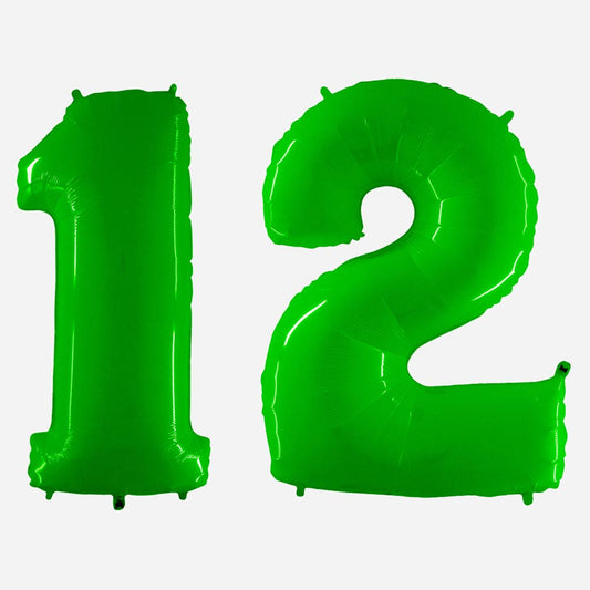Decoración de cumpleaños: globo gigante con números en color verde