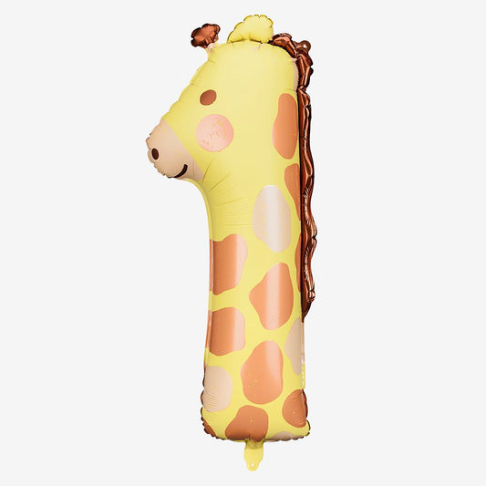 Globo número 1 con forma de jirafa para decoración de cumpleaños de 1 año