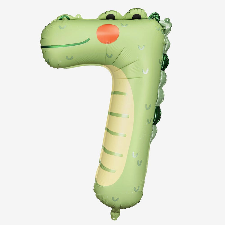 Ballon chiffre 7 crocodile - Anniversaire 7 ans theme jungle