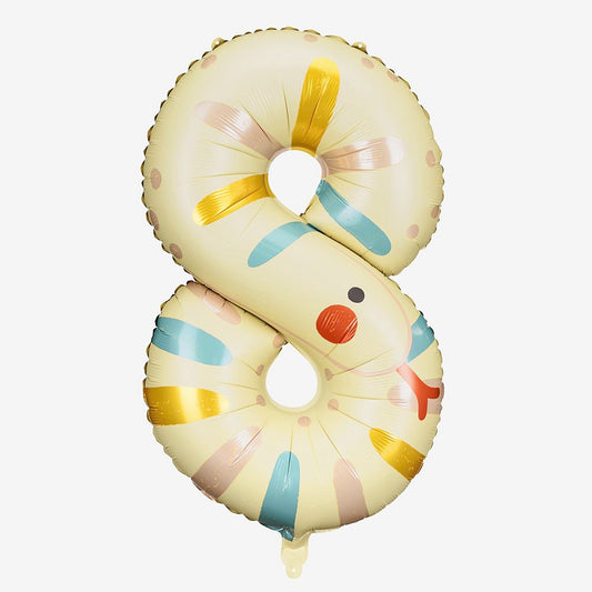 Globo número 8 con forma de serpiente para decoración de cumpleaños de 8 años