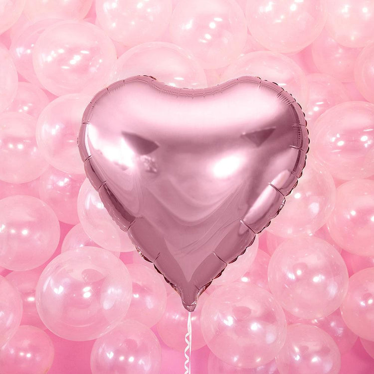 Gran globo metalizado en forma de corazón en rosa claro boda despedida de soltera día de san valentín