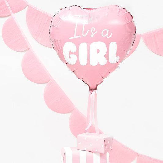 Baby shower fille : ballon étoile it's a girl rose pour gender reveal