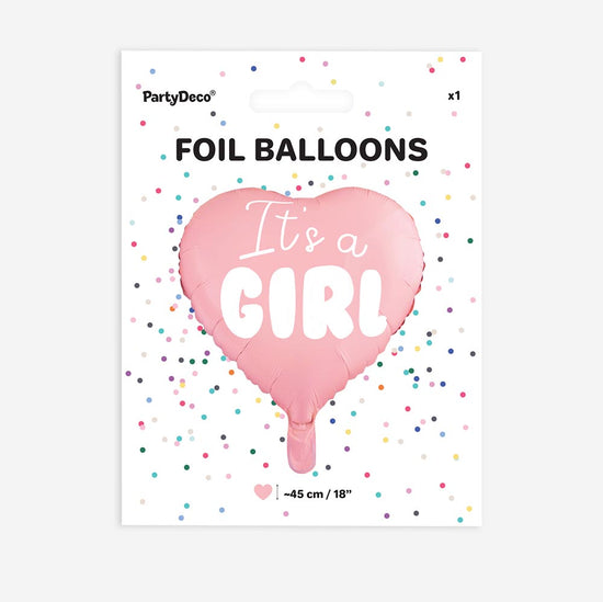 Packaging ballon gender reveal fille : étoile it's a girl rose