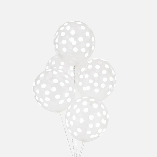 Ballons transparents confettis blancs My Little Day pour déco mariage et fetes.